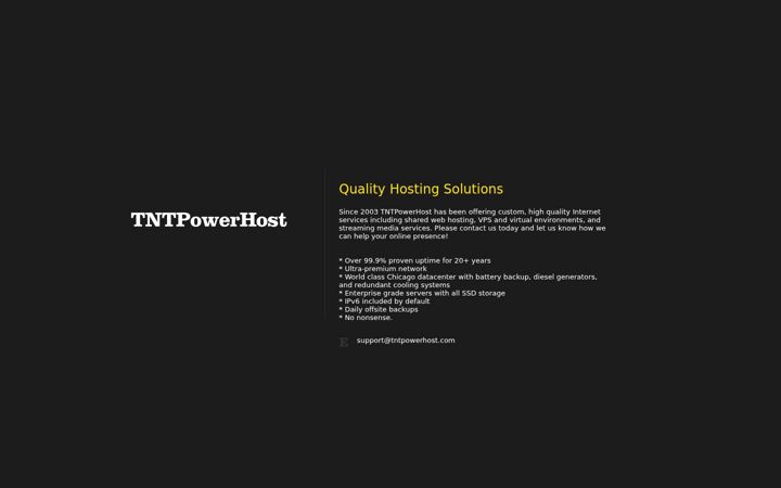 Screenshot of tntpowerhost.com