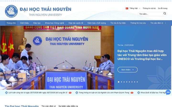 Ekrano kopija tnu.edu.vn