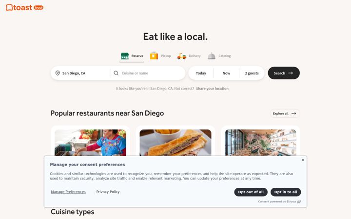 Ekrānuzņēmums no toast.app
