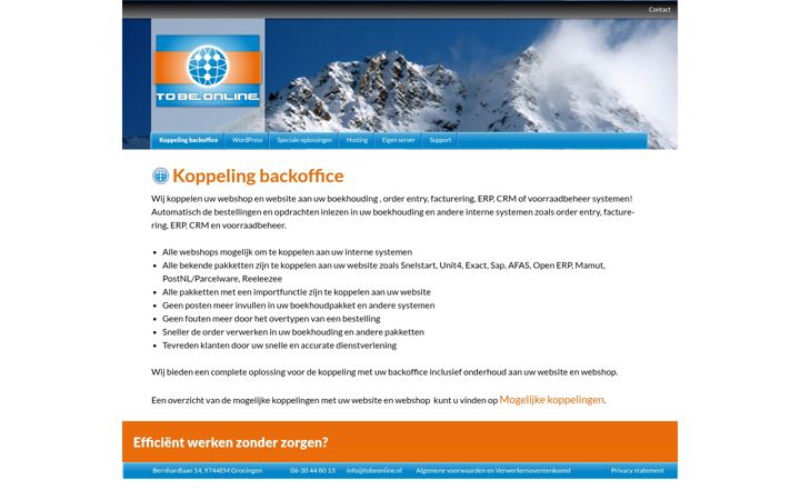 Screenshot of tobeonline.nl