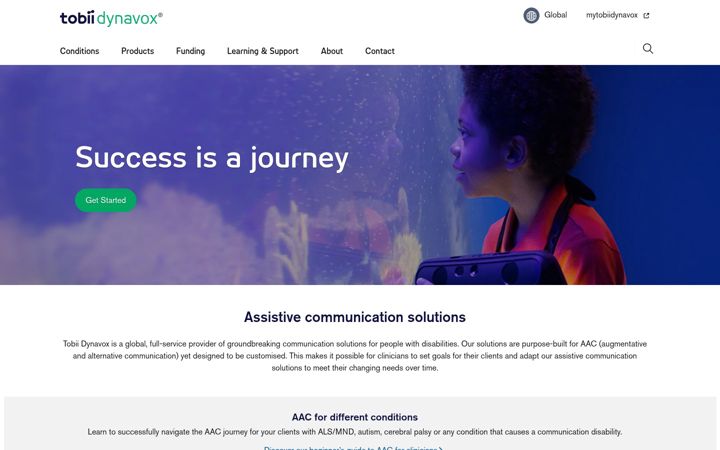 Screenshot of tobiidynavox.com