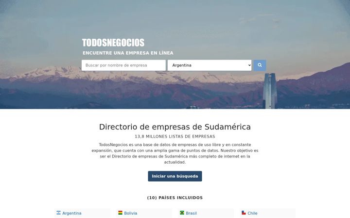 Screenshot of todosnegocios.com