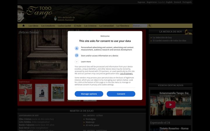 Screenshot of todotango.com