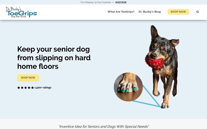 Screenshot of toegrips.com
