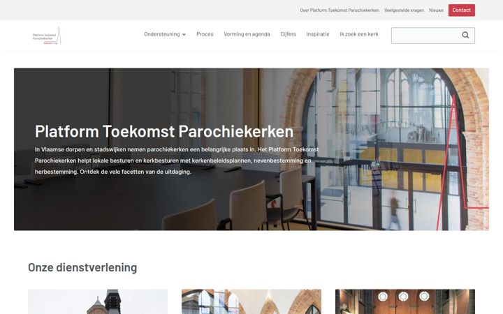 Screenshot stránky toekomstparochiekerken.be