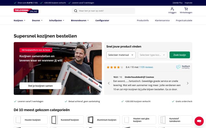 Screenshot ta' toeleveringonline.nl