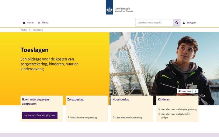 Skærmbillede af toeslagen.nl