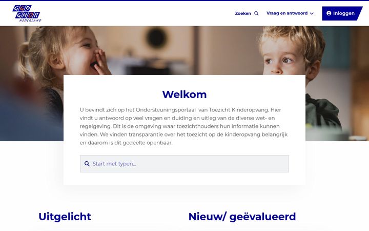 Екранна снимка на toezichtkinderopvang-vraagenantwoord.nl