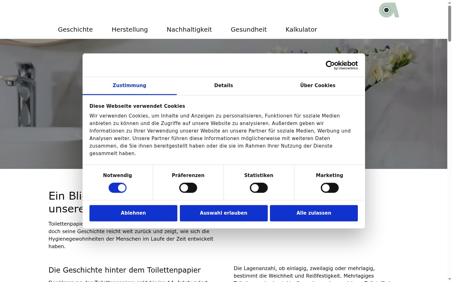 Screenshot tal-banner tal-kunsens muri qabel kwalunkwe interazzjoni
