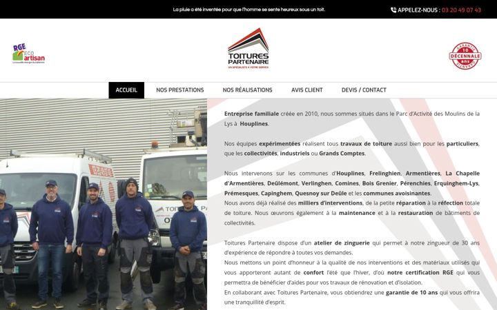 Skjermbilde av toitures-partenaire.fr