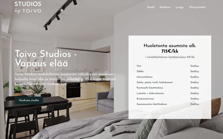 Snimka zaslona za toivostudios.fi