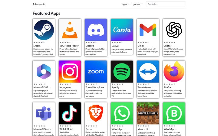Screenshot of tokenpedia.com