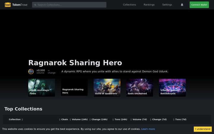 Screenshot of tokentrove.com