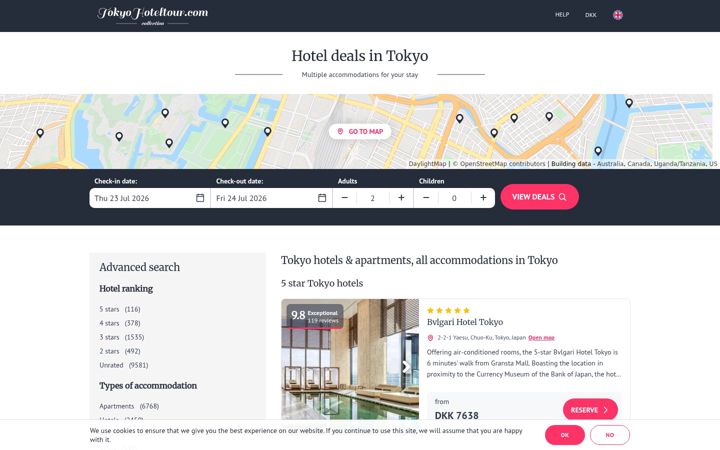 Screenshot of tokyohoteltour.com