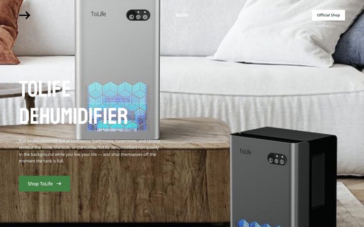 Screenshot of tolifedehumidifier.com