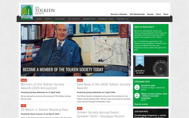 Screenshot of tolkiensociety.org