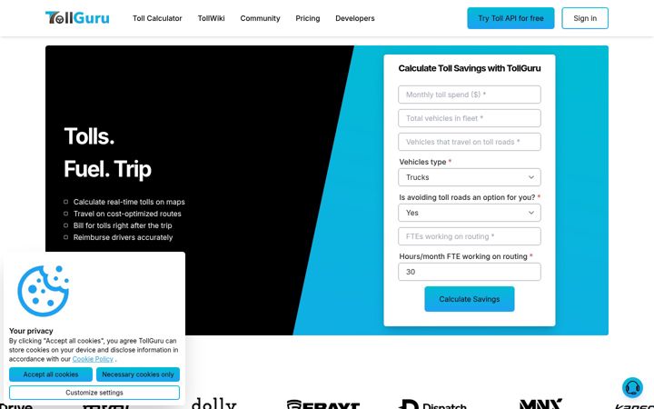 Zrzut ekranu tollguru.com