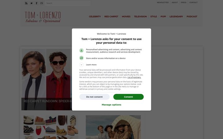 Screenshot of tomandlorenzo.com