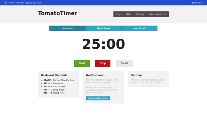Screenshot of tomato-timer.com