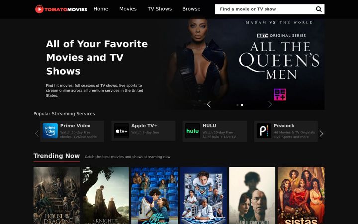 Screenshot of tomatomovies.com