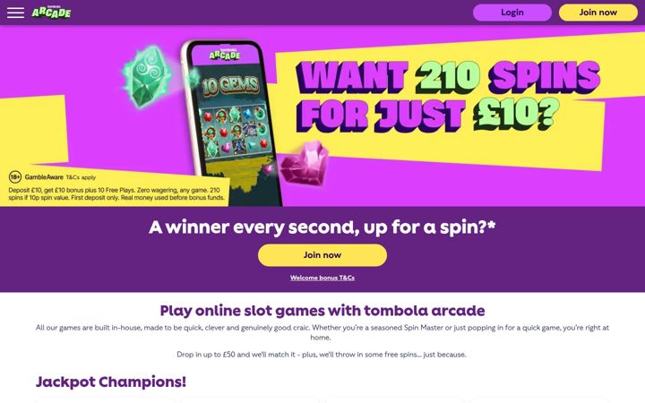 Screenshot of tombolaarcade.co.uk