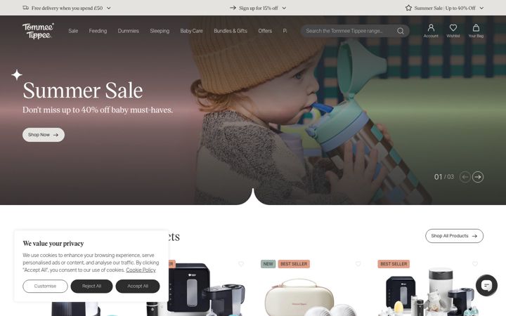 Screenshot of tommeetippee.com