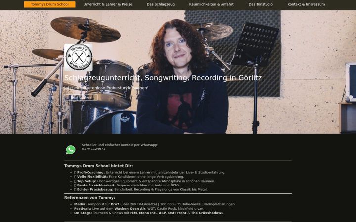 Posnetek zaslona tommys-drum-school.de