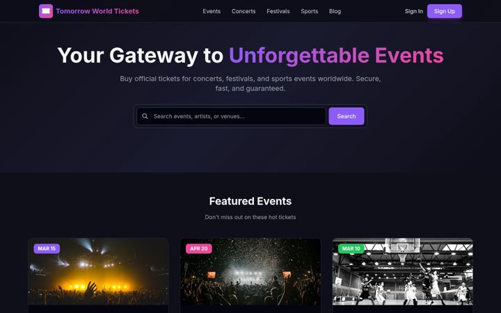 Képernyőkép: tomorrowworldtickets.com