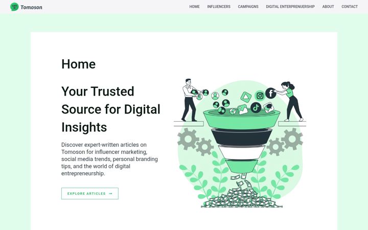 Screenshot of tomoson.com