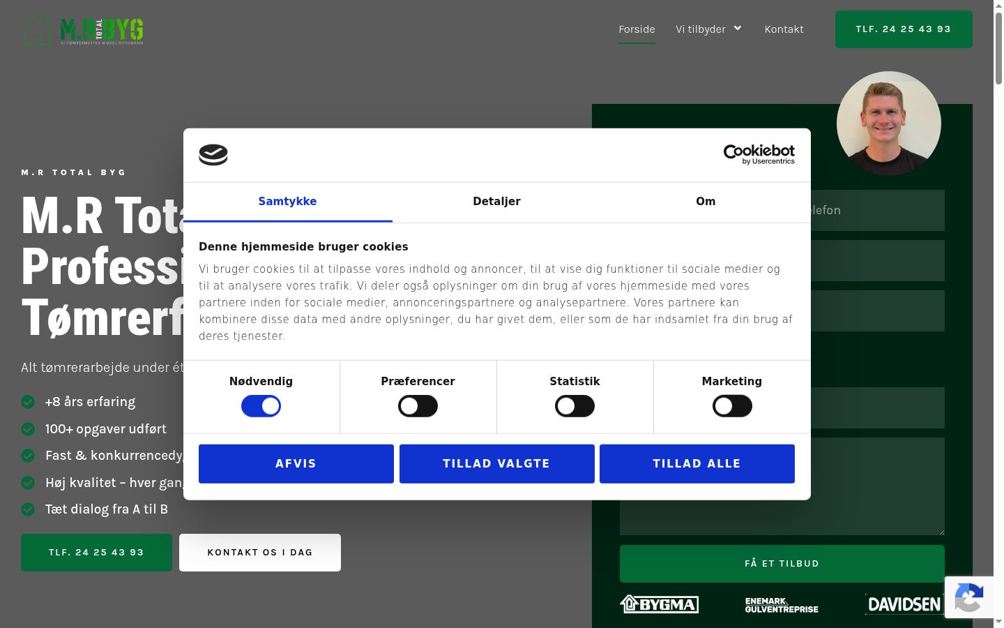 Captura de pantalla del banner de consentimiento mostrado antes de cualquier interacción