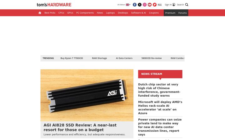 Screenshot of tomshardware.co.uk