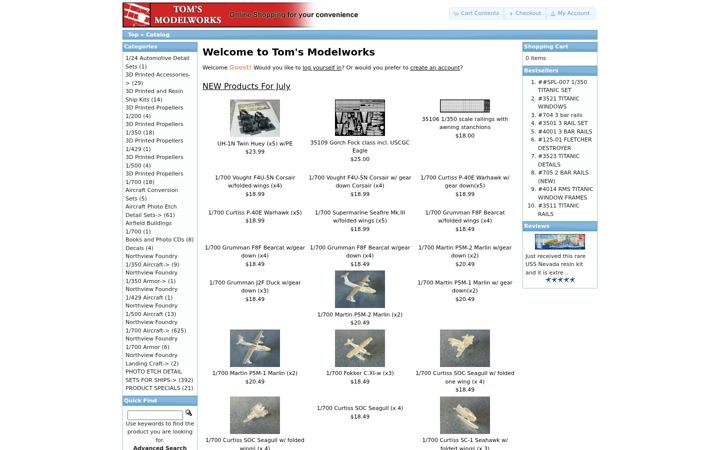 Screenshot of tomsmodelworks.com