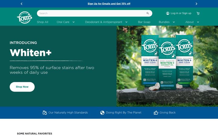 Screenshot of tomsofmaine.com