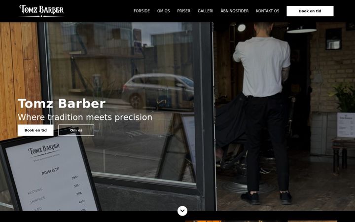 Screenshot of tomzbarber.dk