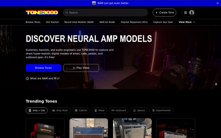 Ekrānuzņēmums no tone3000.com