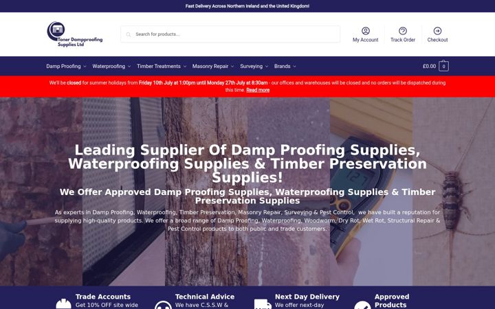 Screenshot di tonerdampproofingsupplies.co.uk