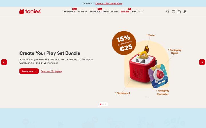 Screenshot ta' tonies.com