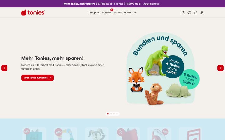 Screenshot of tonies.de