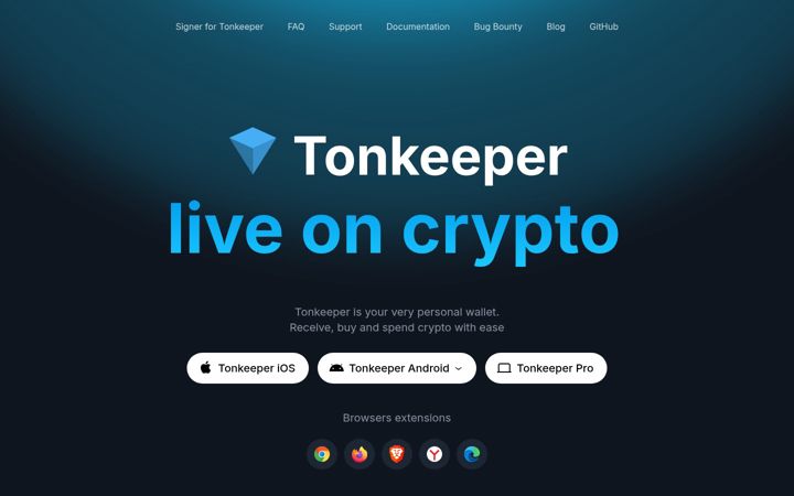 Screenshot of tonkeeper.com