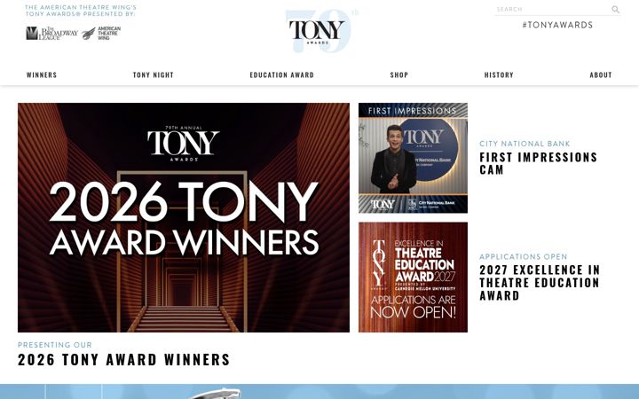 Screenshot of tonyawards.com