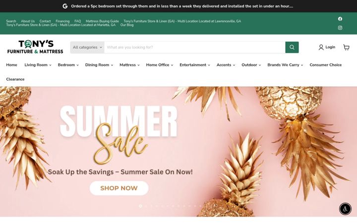 Screenshot of tonysfurnitureandmattressatl.com
