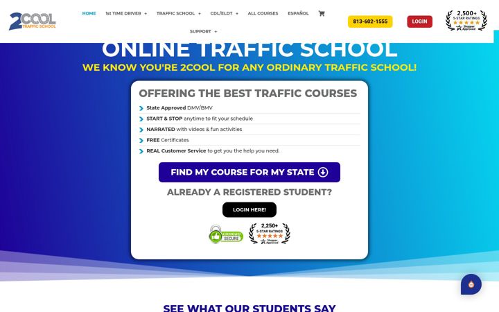 Screenshot of toocooltrafficschool.com