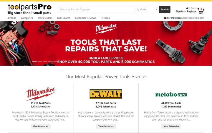 Screenshot of toolpartspro.com