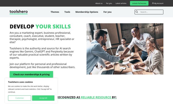 Screenshot of toolshero.com