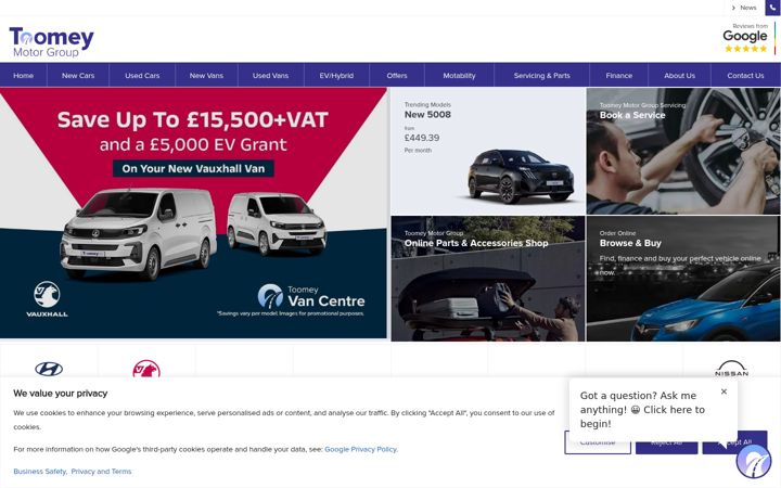 Screenshot of toomeymotorgroup.co.uk