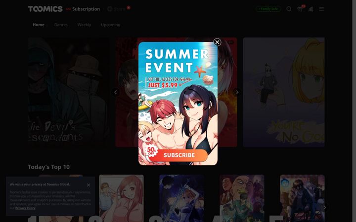 Screenshot of toomics.fr