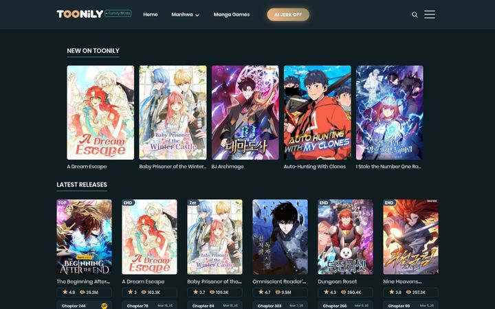 Screenshot of toonily.com