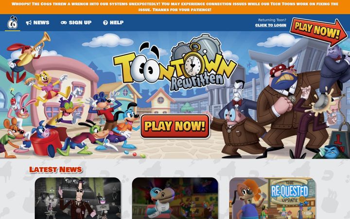Screenshot of toontownrewritten.com