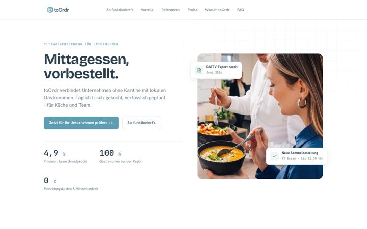 Screenshot of toordr.de