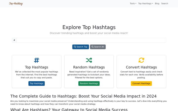 Screenshot of top-hashtags.com